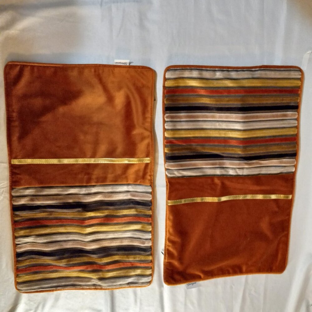 Yangest Burnt orange with stylish striped pattern Boho Chic Pillow Covers (2)